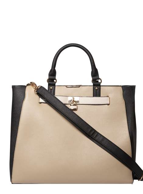 Neutral Belted Oversized Tote Bag